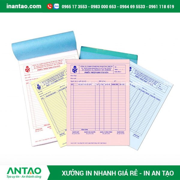 Xưởng in biểu mẫu giá rẻ An Tạo tại TP. HCM với các loại hoá đơn, phiếu thu chi.