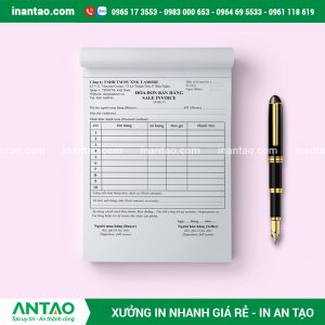 Mẫu hoá đơn bán lẻ in trên giấy carbonless 2 liên cho cửa hàng thời trang.