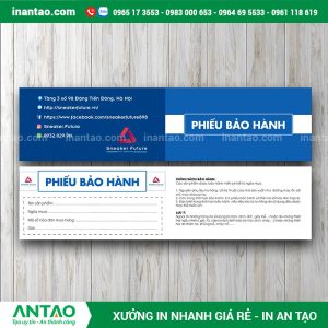 thẻ bảo hành được in nhanh lấy ngay bằng máy in kỹ thuật số.