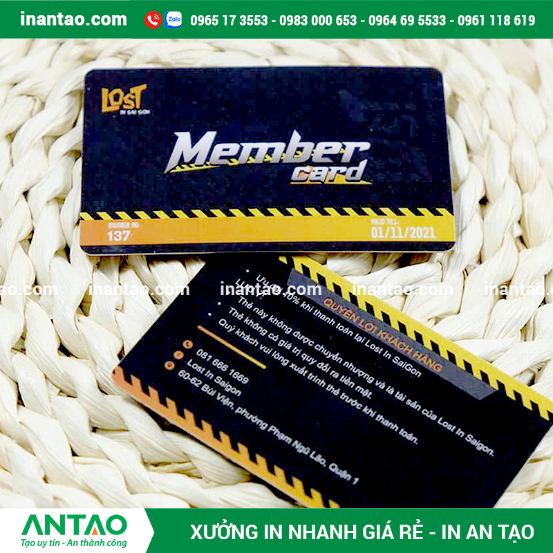 Chất Lượng In Thẻ Nhựa PVC Cao Cấp Thẻ nhựa PVC 3 lớp cao cấp được in sắc nét với chi tiết dập nổi, minh chứng cho chất lượng dịch vụ in thẻ nhựa giá rẻ của công ty An Tạo.