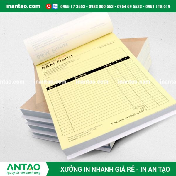 Hoá đơn được thiết kế chuyên nghiệp với logo và thông tin thương hiệu rõ ràng.