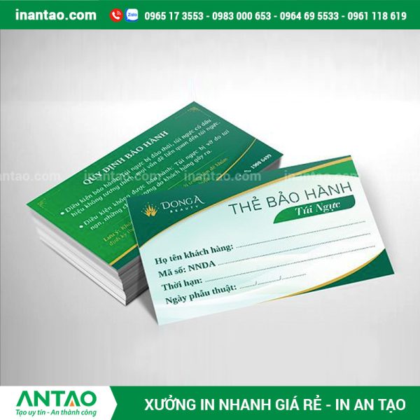 Mẫu thiết kế phiếu bảo hành sản phẩm điện tử trên màn hình máy tính.