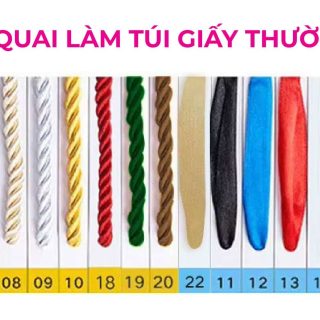 Đa dạng các loại quai túi giấy: dây dù, ruy-băng, quai giấy xoắn... Tạo điểm nhấn hoàn hảo cho thiết kế của bạn