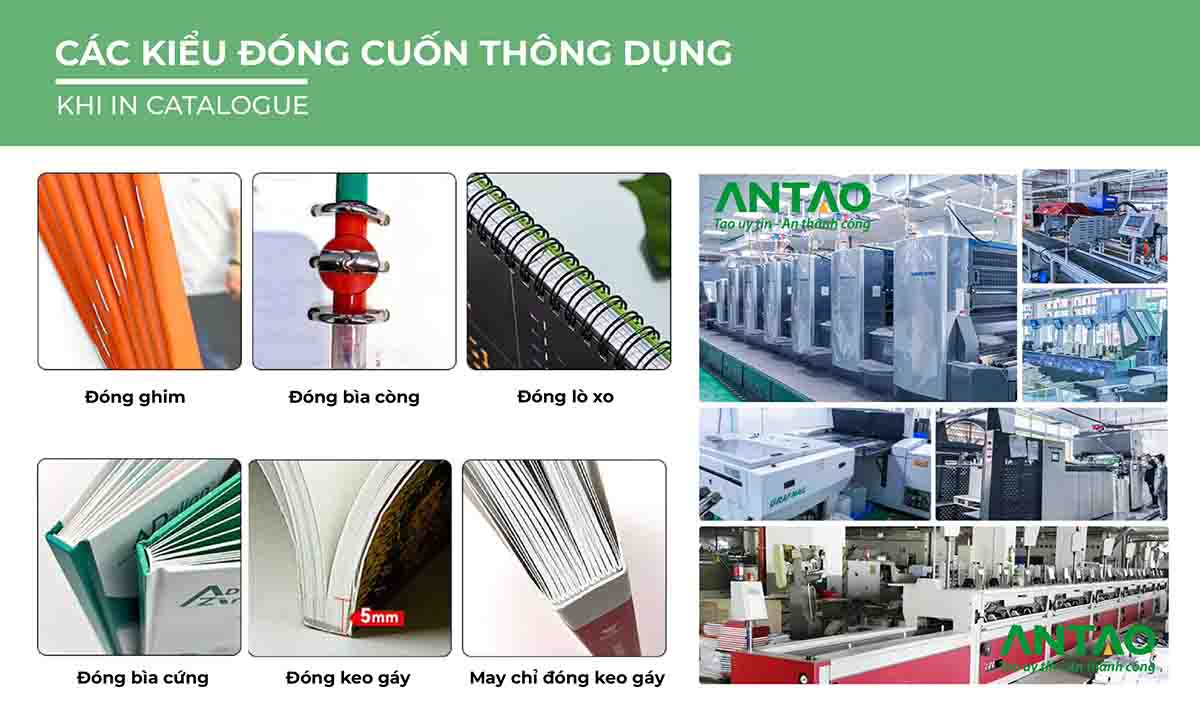 So sánh các phương pháp gia công đóng cuốn catalogue: bấm kim giữa, keo gáy và đóng lò xo kẽ