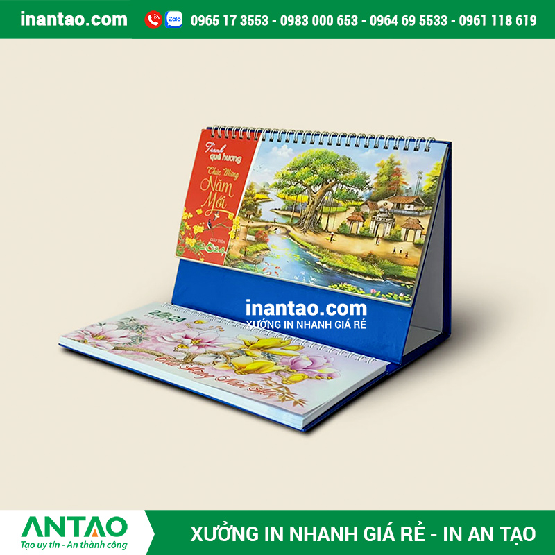 In lịch để bàn chữ M ép kim logo sang trọng cao cấp