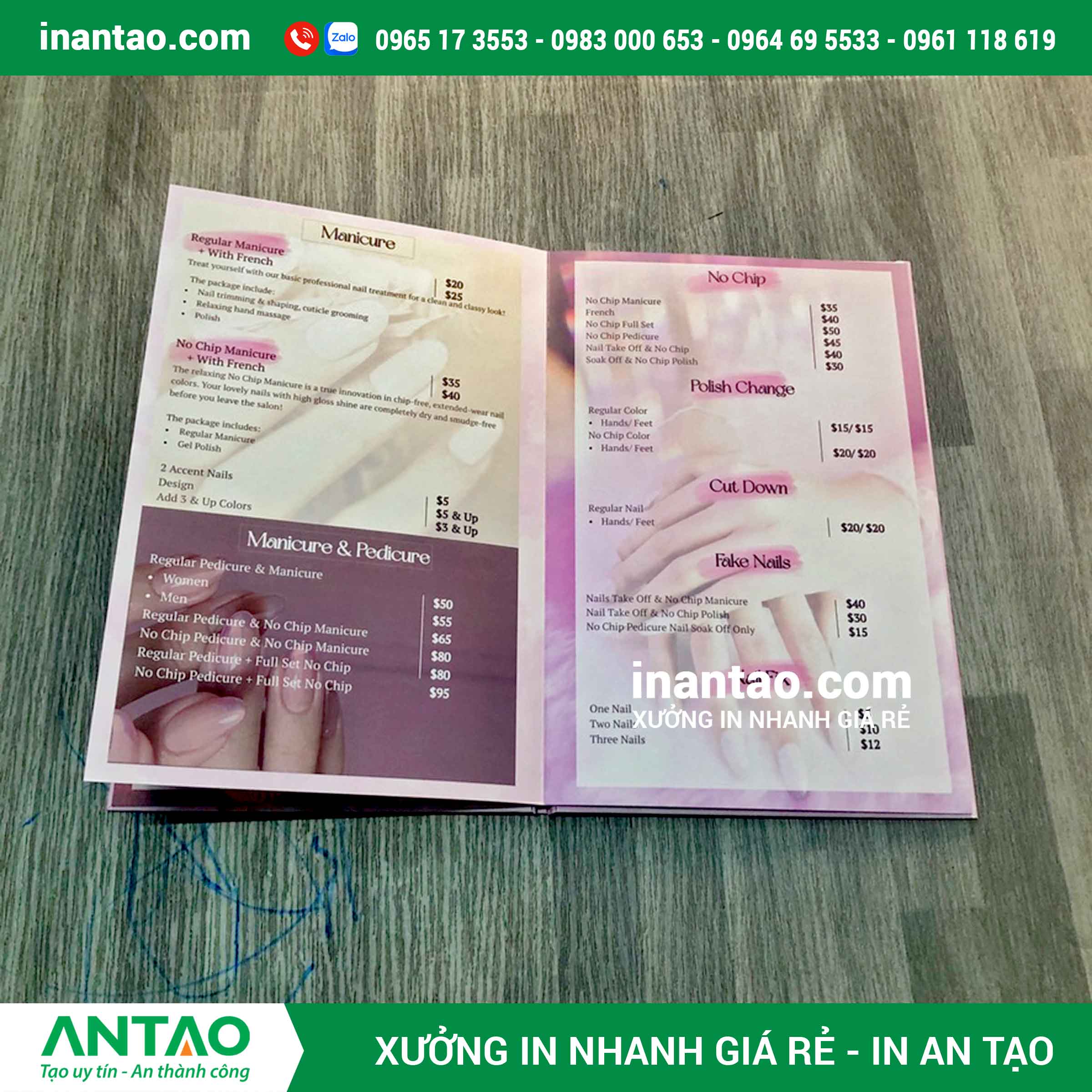 in menu bìa cứng giá rẻ