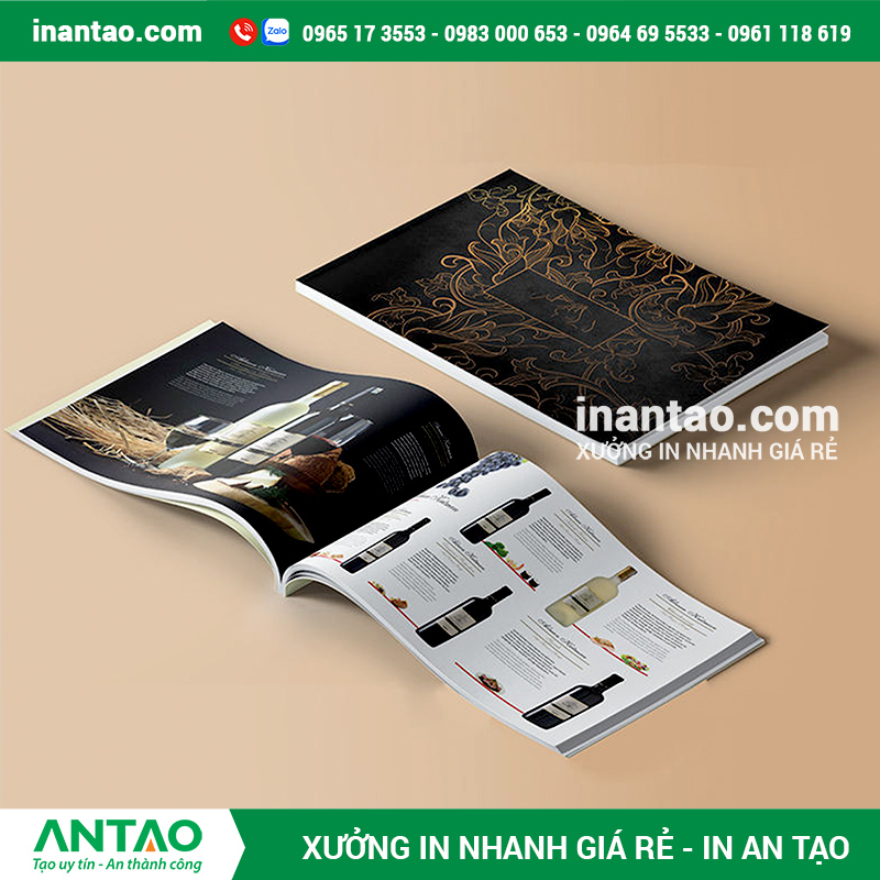 cuốn catalogue A5 nhỏ gọn, dễ dàng mang theo, thể hiện sự tiện lợi của kích thước A5.