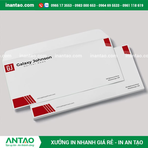 Bao thư A5 kích thước 16x23cm in màu sắc nét, phù hợp gửi thư mời, hóa đơn.
