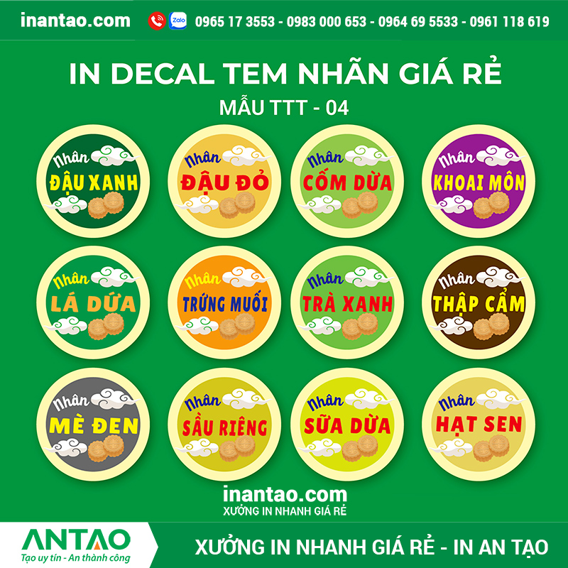 Mẫu tem bánh trung thu độc đáo