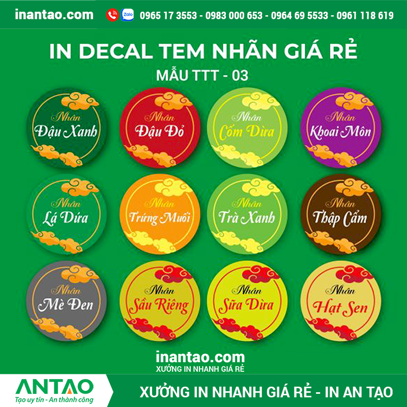 Mẫu tem bánh trung thu truyền thống