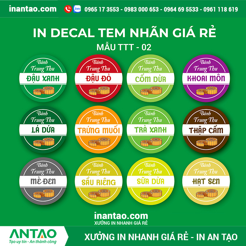 Mẫu tem bánh trung thu sang trọng