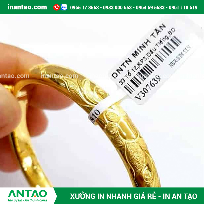 In Tem Trang Sức Theo Yêu Cầu mẫu tem trang sức độc quyền theo yêu cầu của khách hàng.