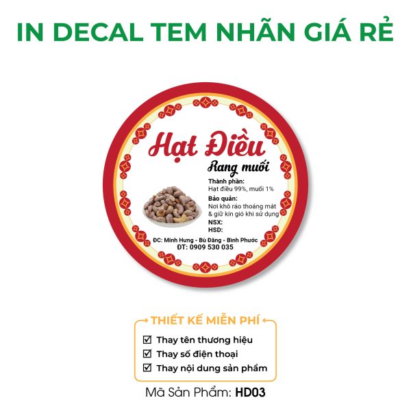 Mẫu tem hạt điều