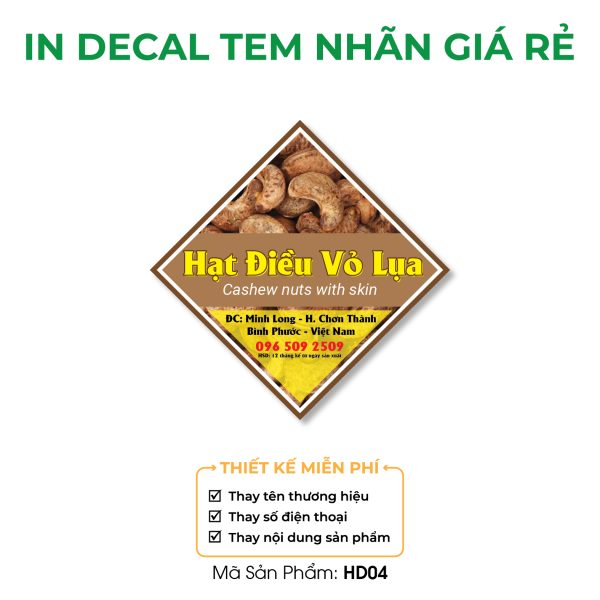 Mẫu tem hạt điều