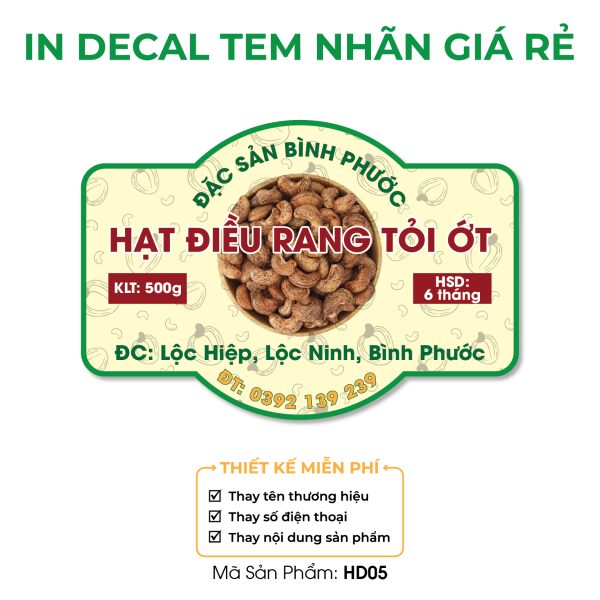 Mẫu tem hạt điều