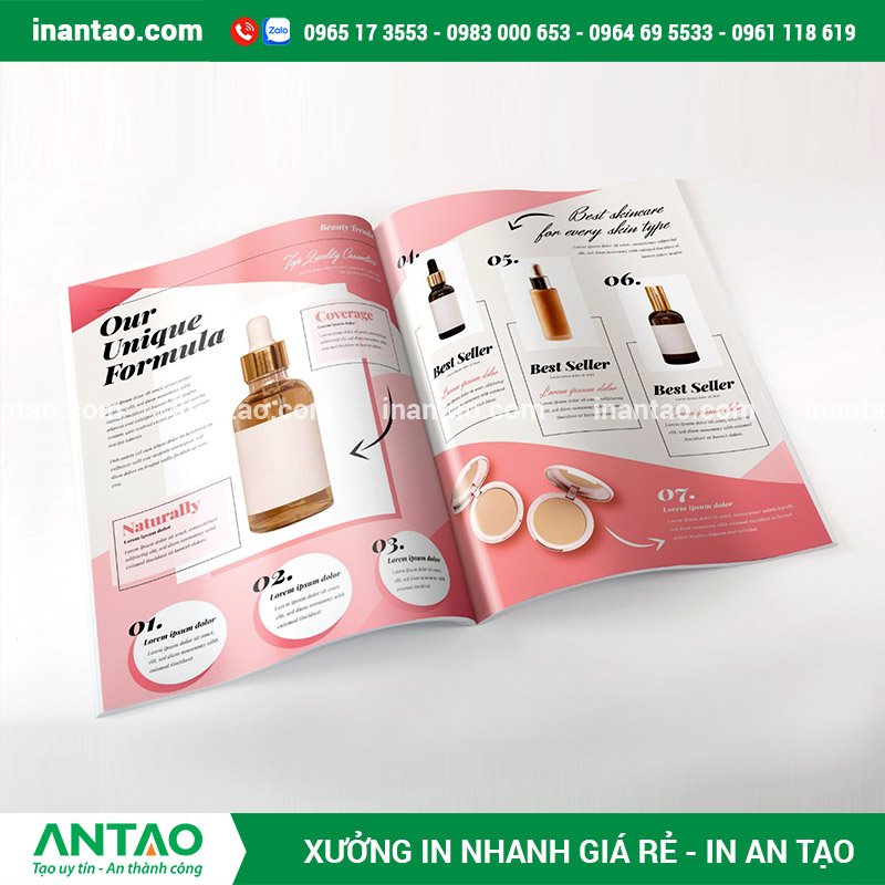 Địa Chỉ In Catalogue Mỹ Phẩm Giá Rẻ Uy Tín tại TP.HCM Catalogue mỹ phẩm đặt trên nền background là một biểu tượng của TP.HCM.