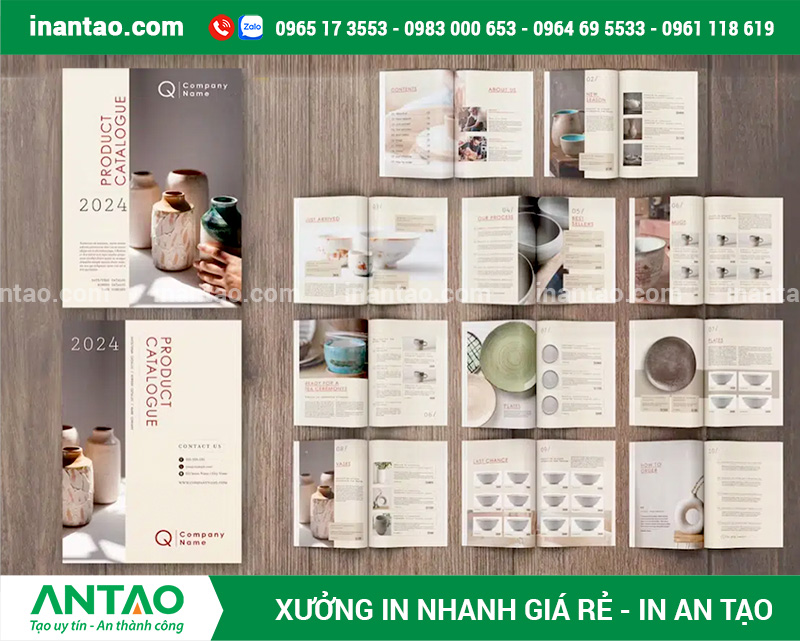In Catalogue Số Lượng Ít Lấy Ngay Tại An Tạo catalogue nhỏ vừa được in nhanh bằng máy kỹ thuật số, sẵn sàng để lấy ngay.