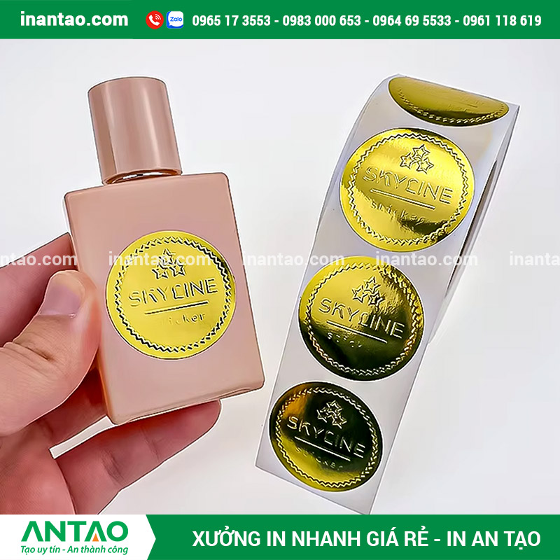 In Tem Nhãn Nước Hoa Cao Cấp Sang Trọng Tại An Tạo Mẫu tem nhãn nước hoa cao cấp dán trên chai thủy tinh sang trọng.
